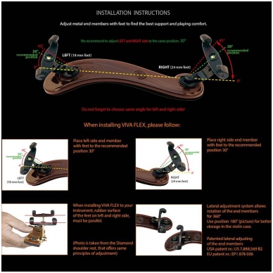 Viva La Musica VIFX-S-BK Vivaflex Shoulder Rest For Violin 1/4-1/8 2