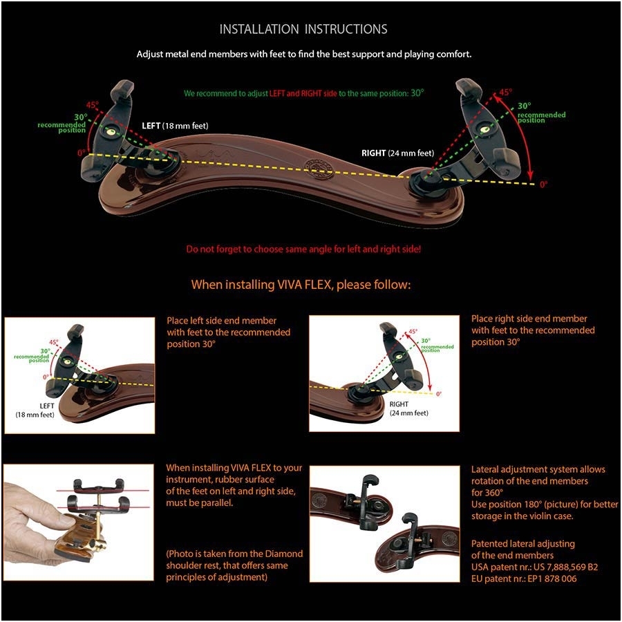 Viva La Musica VIFX-S-BK Vivaflex Shoulder Rest For Violin 1/4-1/8 2