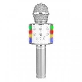 MAX KM15S KARAOKE MIC WITH SPEAKER AND LED LIGHT BT/MP3 LED SILVER 130.148
