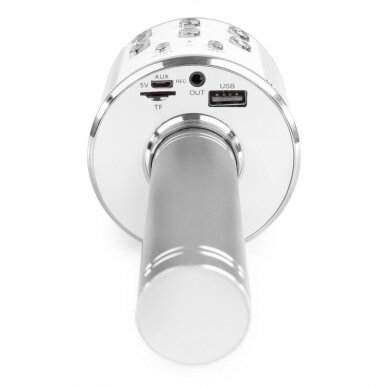 MAX KM15S KARAOKE MIC WITH SPEAKER AND LED LIGHT BT/MP3 LED SILVER 130.148 3