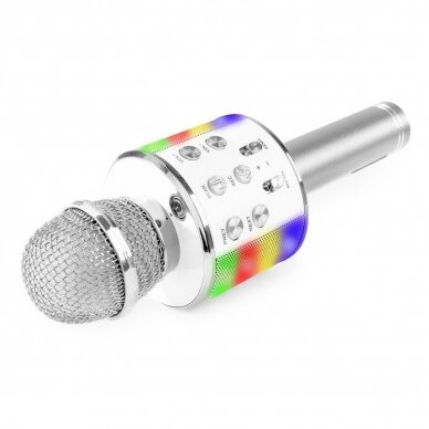 MAX KM15S KARAOKE MIC WITH SPEAKER AND LED LIGHT BT/MP3 LED SILVER 130.148 4