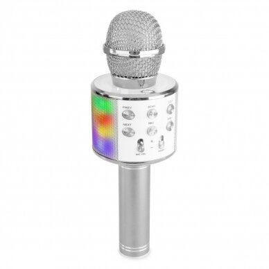 MAX KM15S KARAOKE MIC WITH SPEAKER AND LED LIGHT BT/MP3 LED SILVER 130.148 1