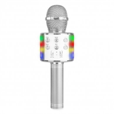 MAX KM15S KARAOKE MIC WITH SPEAKER AND LED LIGHT BT/MP3 LED SILVER 130.148
