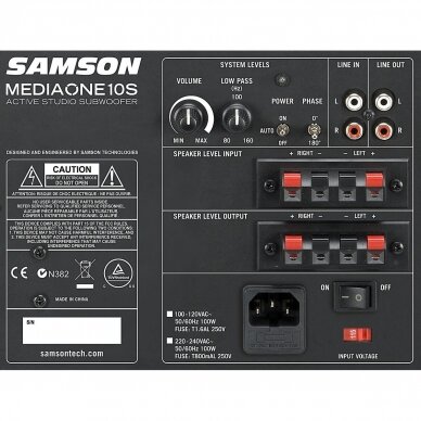 Aktyvi studijinė žemų dažnių kolonėlė SAMSON MEDIAONE 10S 2 Aktyvi studijinė žemų dažnių kolonėlė SAMSON MEDIAONE 10S 2