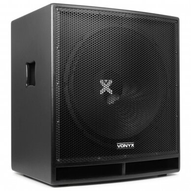 AKTYVI ŽEMŲ DAŽNIŲ GARSO KOLONĖLĖ VONYX SWP-18 18" 1200W 170.826 AKTYVI ŽEMŲ DAŽNIŲ GARSO KOLONĖLĖ VONYX SWP-18 18" 1200W 170.826