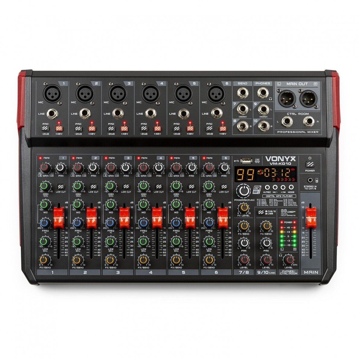 VONYX VM-KG10 MUSIC MIXER 10-CHANNEL BT/DSP/USB RECORD 172.598 VONYX VM-KG10 MUSIC MIXER 10-CHANNEL BT/DSP/USB RECORD 172.598