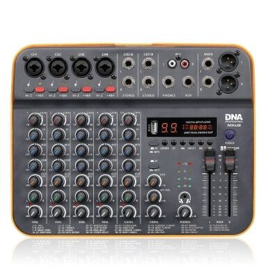 DNA MXU8 analog audio mixer Bluetooth DSP EQ MP3 Phantom +48V USB-C 8 channels