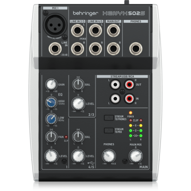 BEHRINGER XENYX 502S PREMIUM ANALOG 5-INPUT MIXER WITH USB STREAMING INTERFACE