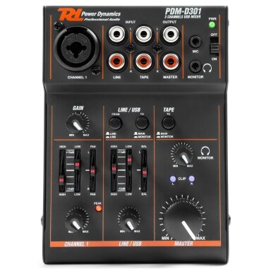POWERDYNAMICS PDM-D301BT 3-CHANNEL USB MIXER 172.603