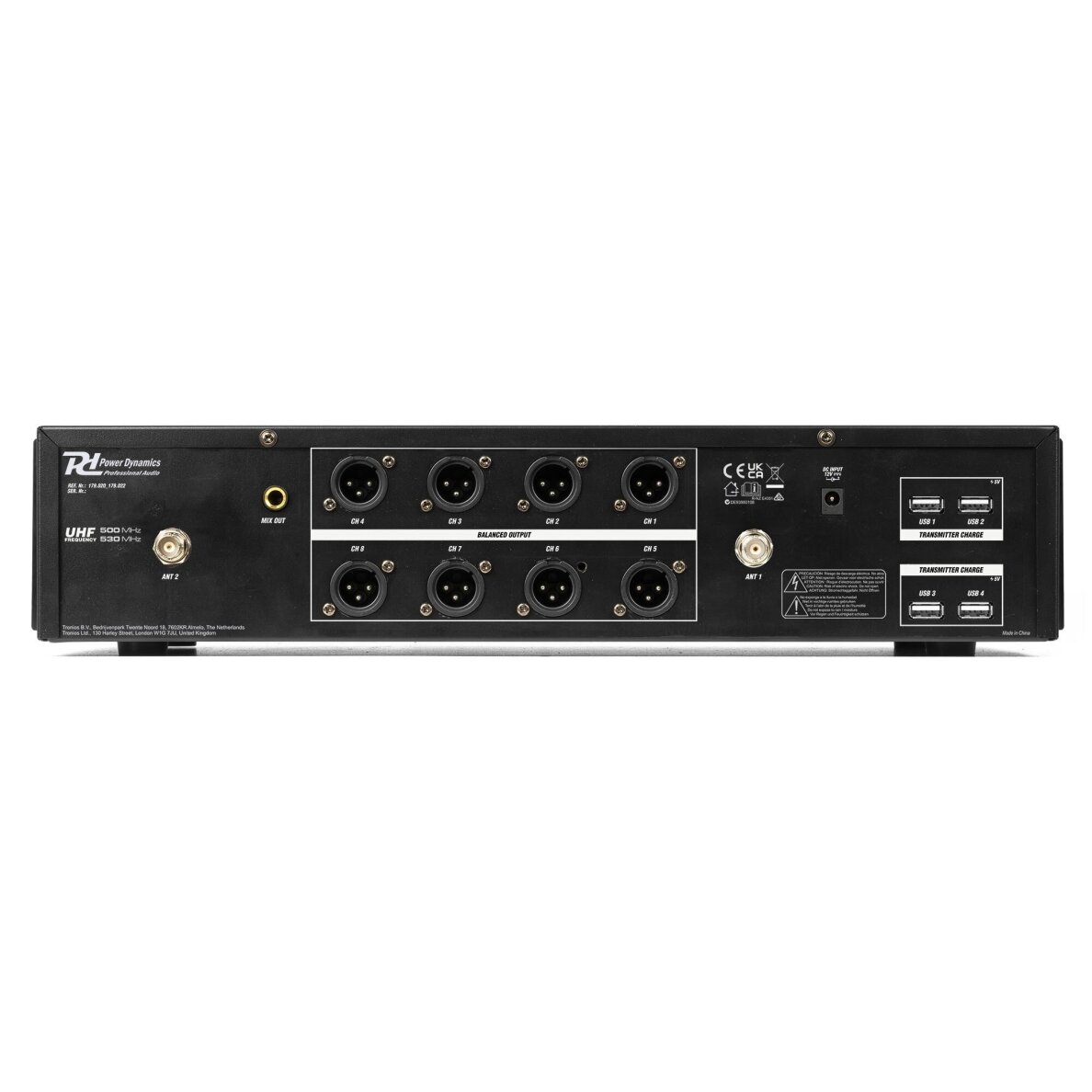 BEVIELĖ 8-NIŲ RANKINIŲ MIKROFONŲ SISTEMA POWER DYNAMICS PD528 UHF 179.020 3