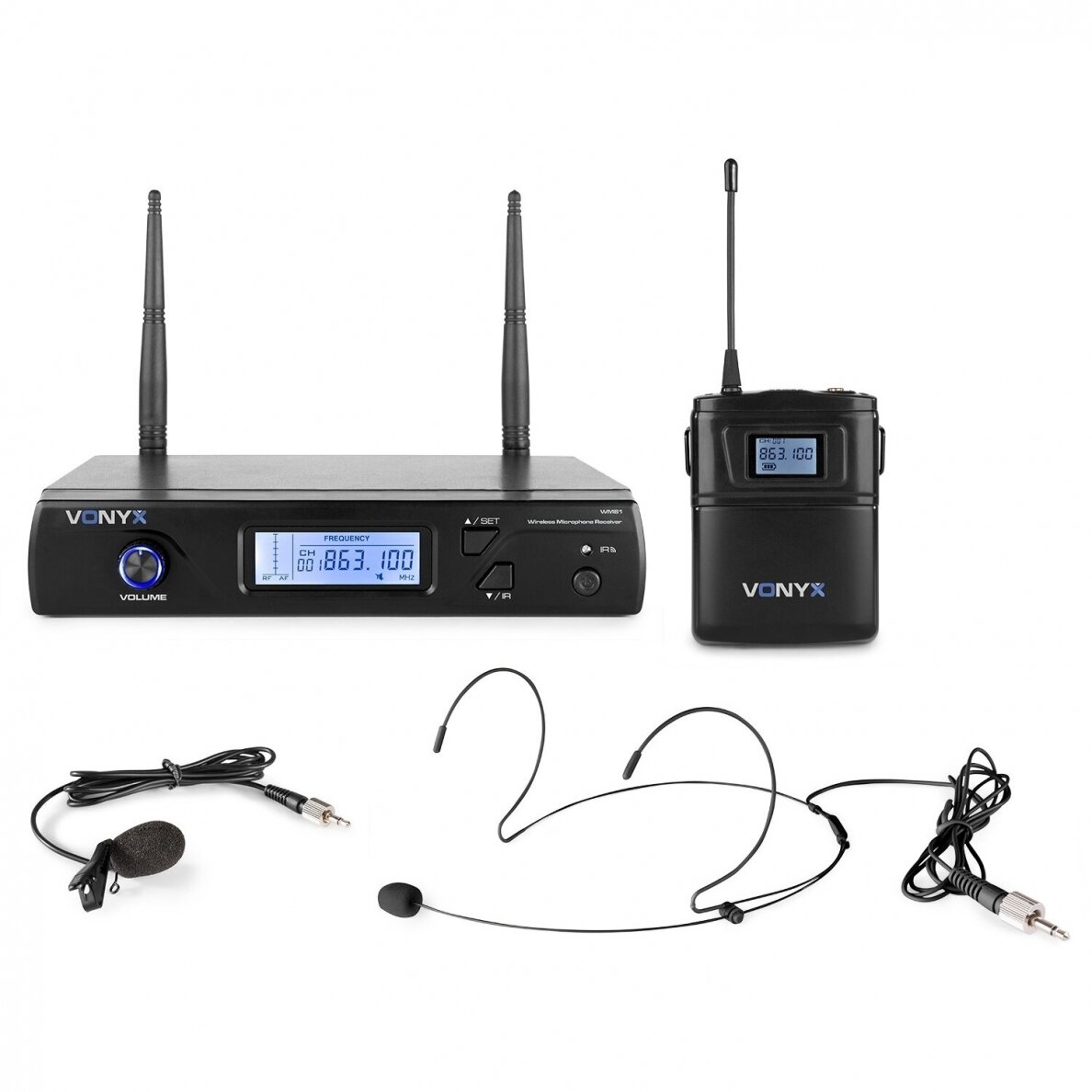 WIRELESS MICROPHONE UHF 16CH WITH 1 BODYPACK - Vonyx - WM61B 179.261 WIRELESS MICROPHONE UHF 16CH WITH 1 BODYPACK - Vonyx - WM61B 179.261