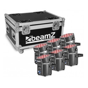 BeamZ Professional BBP60 Uplighter Set, 6 pieces in Flightcase with Charger 150.587