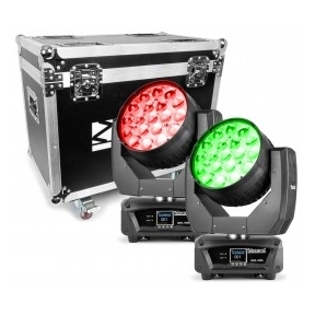 BeamZ Professional MHL1915 LED Zoom Moving Head 2 pieces in Flightcase 150.522