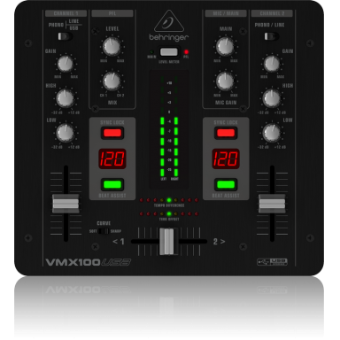 Behringer Pro Mixer VMX-100USB 2-CH DJ Mixer