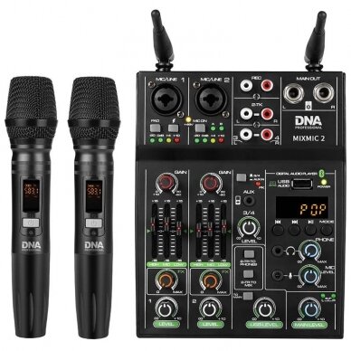 DNA MIXMIC-2 MIXER USB BLUETOOTH WIRELESS MICROPHONES SET 1