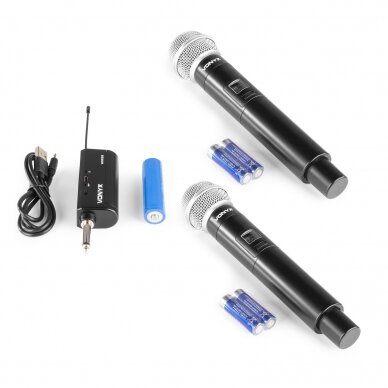 DVEJŲ BELAIDŽIŲ MIKROFONŲ SISTEMA VONYX WM552 PLUG-AND-PLAY SET UHF 179.211 2 DVEJŲ BELAIDŽIŲ MIKROFONŲ SISTEMA VONYX WM552 PLUG-AND-PLAY SET UHF 179.211 2