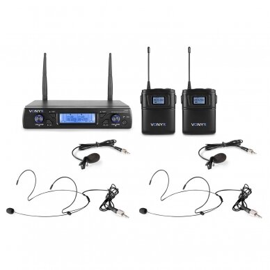 WIRELESS MICROPHONE UHF 16CH WITH 2 BODYPACKS - Vonyx - WM62B 179.264