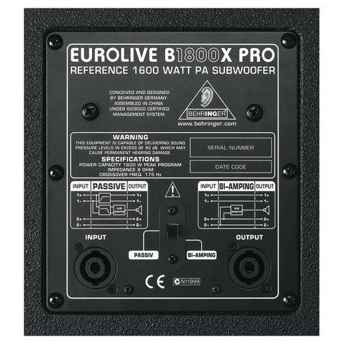 Pasyvi žemų dažnių kolonėlė - Behringer Eurolive B1800X PRO 3 Pasyvi žemų dažnių kolonėlė - Behringer Eurolive B1800X PRO 3