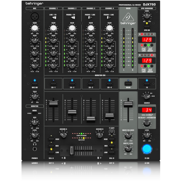 Behringer Pro Mixer DJX-750 4-CH DJ Mixer Behringer Pro Mixer DJX-750 4-CH DJ Mixer