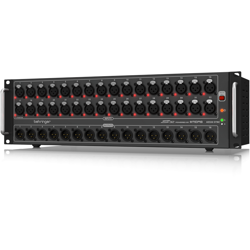 Behringer S32 - I/O Box with 32 Remote-Controllable MIDAS Preamps, 16 Outputs and AES50 Networking featuring KLARK TEKNIK SuperMAC Technology 2