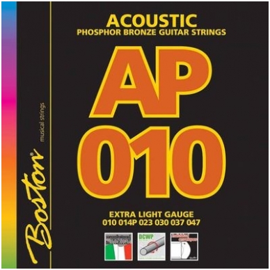 Boston AP-10 String Set For Acoustic Guitar .010-.047 Boston AP-10 String Set For Acoustic Guitar .010-.047