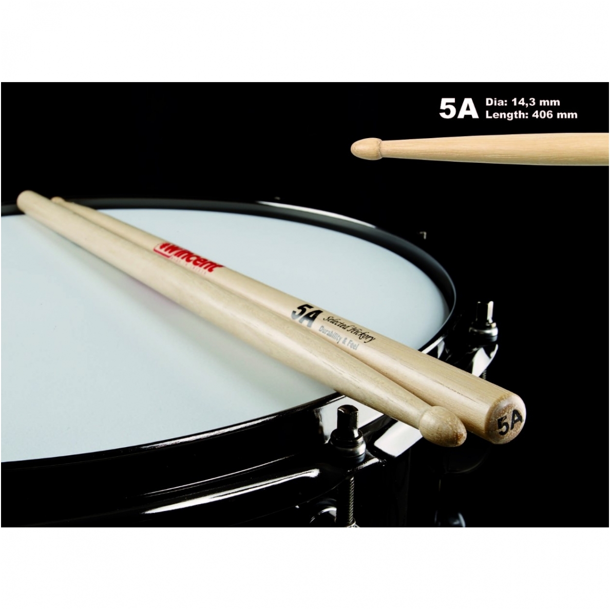 Būgnų lazdelės WINCENT W-5A Hickory Būgnų lazdelės WINCENT W-5A Hickory