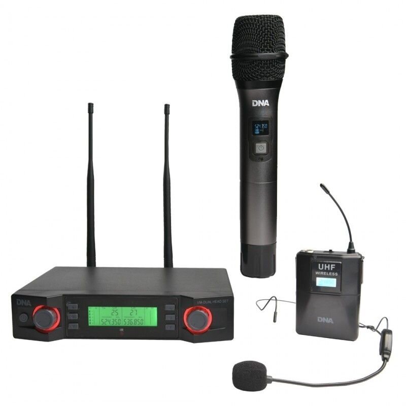DVIEJŲ BEVIELIŲ MIKROFONŲ SISTEMA DNA VM-DUAL-VOCAL-HEAD-SET DVIEJŲ BEVIELIŲ MIKROFONŲ SISTEMA DNA VM-DUAL-VOCAL-HEAD-SET