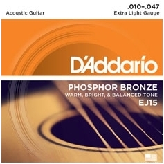 D'Addario EJ-15 Phosphor Bronze Acoustic Guitar Strings .010 - .047 D'Addario EJ-15 Phosphor Bronze Acoustic Guitar Strings .010 - .047