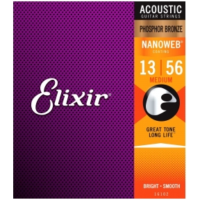 Elixir 16102 Acoustic Phosphor Bronze With Nanoweb Coating .013 - .056 Medium