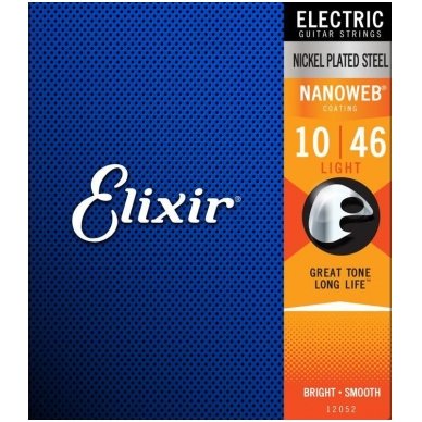 Elixir 12052 Electric Nickel Plated Steel With Nanoweb Coating .010 - .046 Light