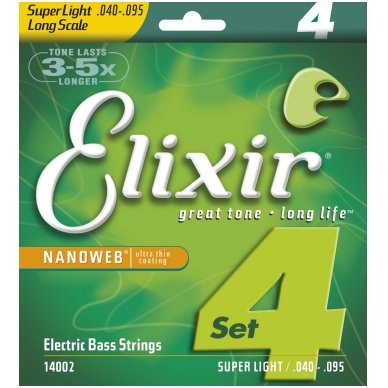 Elixir 14002 Electric Bass Nickel Plated Steel With Nanoweb Coating .040 - .095 Long Scale Elixir 14002 Electric Bass Nickel Plated Steel With Nanoweb Coating .040 - .095 Long Scale