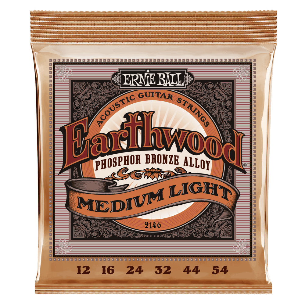 Ernie Ball 2146 Earthwood Phosphor Bronze Acoustic Strings .012 - .054 Medium Light Ernie Ball 2146 Earthwood Phosphor Bronze Acoustic Strings .012 - .054 Medium Light