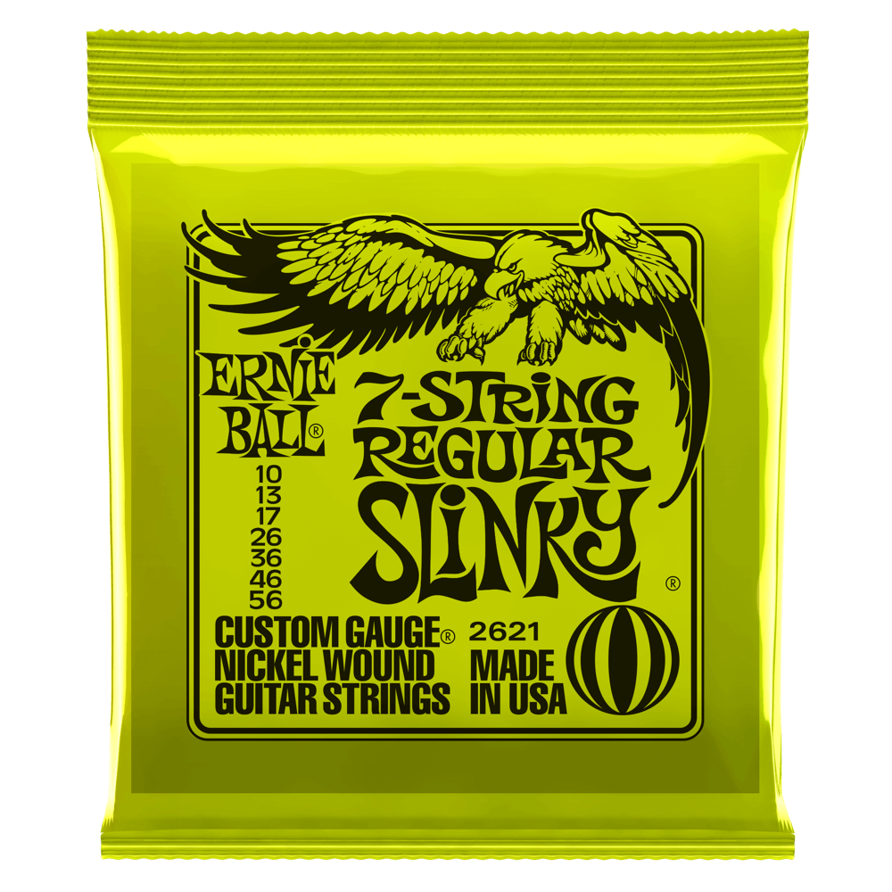 Ernie Ball 2621 Regular Slinky 7 Nickel Wound Electric Strings .010 - .056