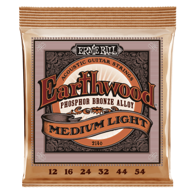 Ernie Ball 2146 Earthwood Phosphor Bronze Acoustic Strings .012 - .054 Medium Light