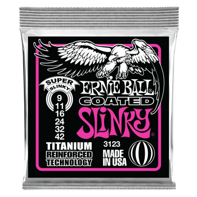 Ernie Ball 3123 Super Slinky RPS Coated Titanium Electric Strings .009 - .042 Ernie Ball 3123 Super Slinky RPS Coated Titanium Electric Strings .009 - .042