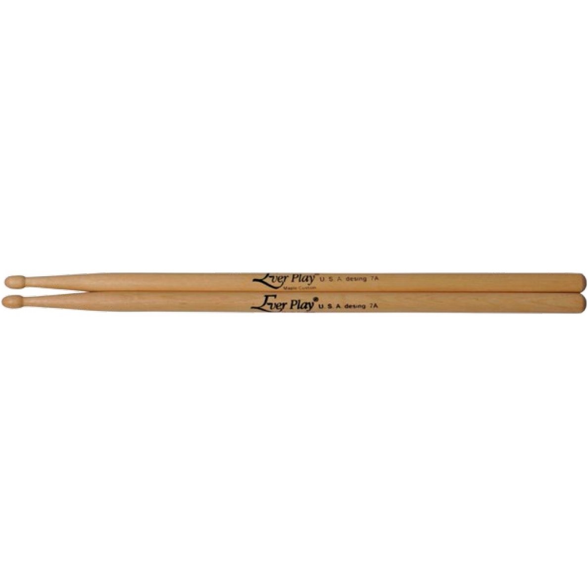 Ever Play Maple Drum Sticks - 7A - Wood Tip