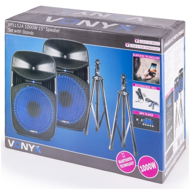 SPEAKER SET WITH STANDS 1000W - VONYX VPS152A 178.135 10 SPEAKER SET WITH STANDS 1000W - VONYX VPS152A 178.135 10