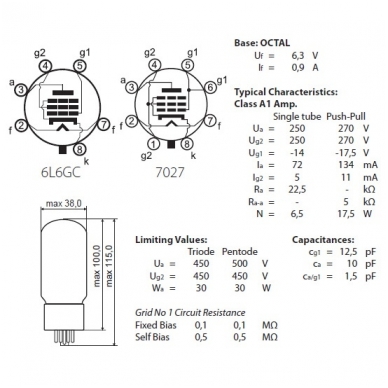 JJ Electronic 6L6GC Matched Pair (2 x 6L6GC) Vacuum PowerTubes 1