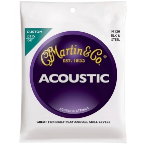Martin M-130 Traditional Series Silk &amp; Steel Folk Acoustic Strings .0115 - .047 Custom Light