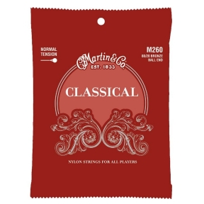 Stygos klasikinei gitarai Martin M-260 Classical String Set Bronze Wound & Clear Nylon Ball End Normal Tension
