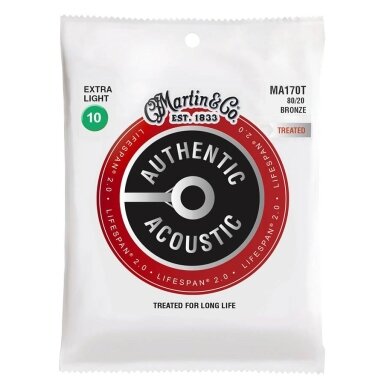 Martin MA-170T Authentic Acoustic Lifespan String Set 80/20 Bronze .010 - .047 Martin MA-170T Authentic Acoustic Lifespan String Set 80/20 Bronze .010 - .047
