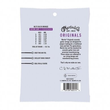 Martin M-175 Traditional Series String Set 80/20 Bronze .011-.052 1