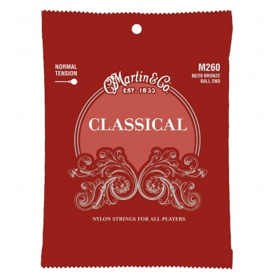 Martin M-260 Classical String Set Bronze Wound & Clear Nylon Ball End Normal Tension