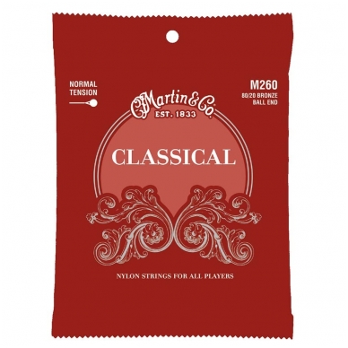 Martin M-260 Classical String Set Bronze Wound & Clear Nylon Ball End Normal Tension Martin M-260 Classical String Set Bronze Wound & Clear Nylon Ball End Normal Tension