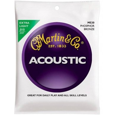 Martin M-530 Traditional Series 92/8 Phosphore Bronze Acoustic Strings .010 - .047 Martin M-530 Traditional Series 92/8 Phosphore Bronze Acoustic Strings .010 - .047