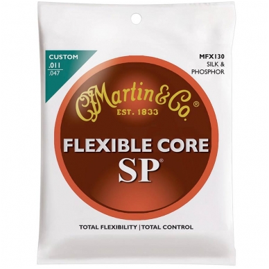 Martin MFX-130 Flexible Core Acoustic String Set Silk & 92/8 Phosphor Bronze .011 - .047 Martin MFX-130 Flexible Core Acoustic String Set Silk & 92/8 Phosphor Bronze .011 - .047