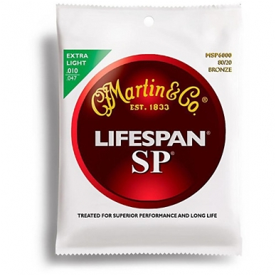 Martin MSP-6000 SP Lifespan String Set 80/20 Bronze .010 - .047 Martin MSP-6000 SP Lifespan String Set 80/20 Bronze .010 - .047