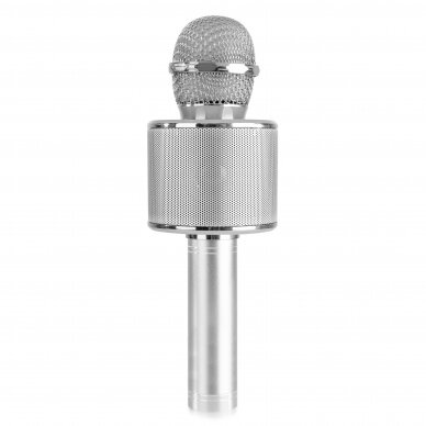 MAX KM01 KARAOKE MIC WITH BUILT-IN SPEAKERS BT/MP3 SILVER 130.137 2