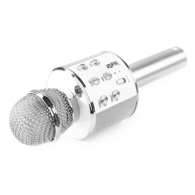 MAX KM01 KARAOKE MIC WITH BUILT-IN SPEAKERS BT/MP3 SILVER 130.137 4