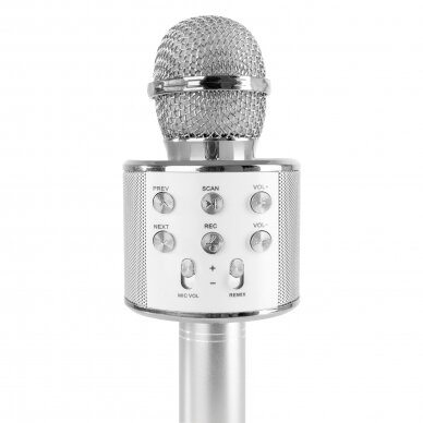 MAX KM01 KARAOKE MIC WITH BUILT-IN SPEAKERS BT/MP3 SILVER 130.137 6